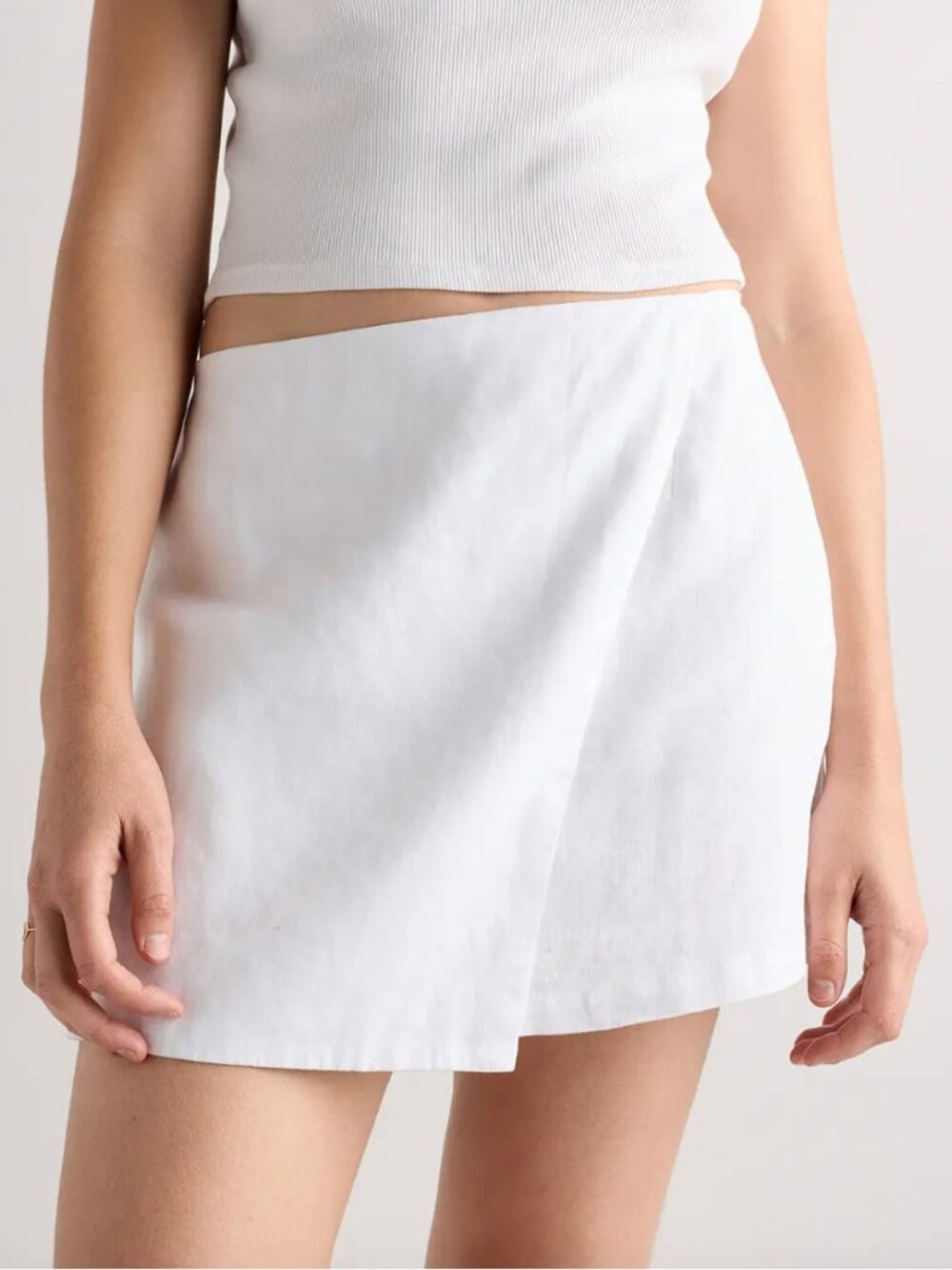 Quince 100% European Linen Skort White Elastic-Waist Size 4 - Picture 2 of 11